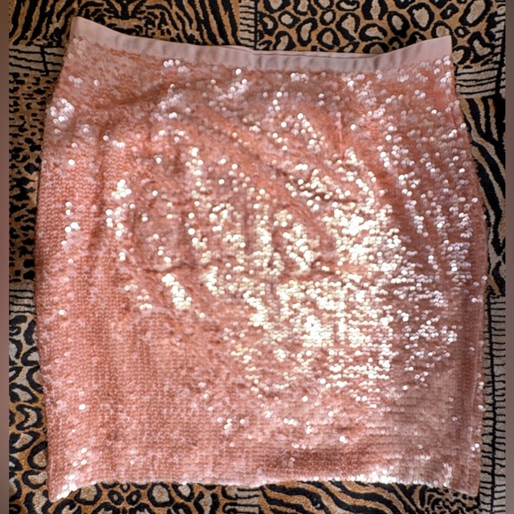 Ann Taylor Loft Sequin Skirt Iridescent Peach (6) - Picture 1 of 7